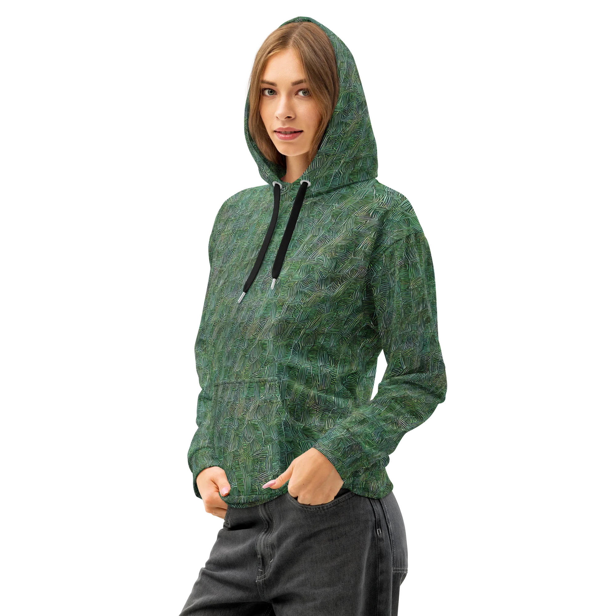 Verdant Labyrinth on Cotton Hoodie — Left Front
