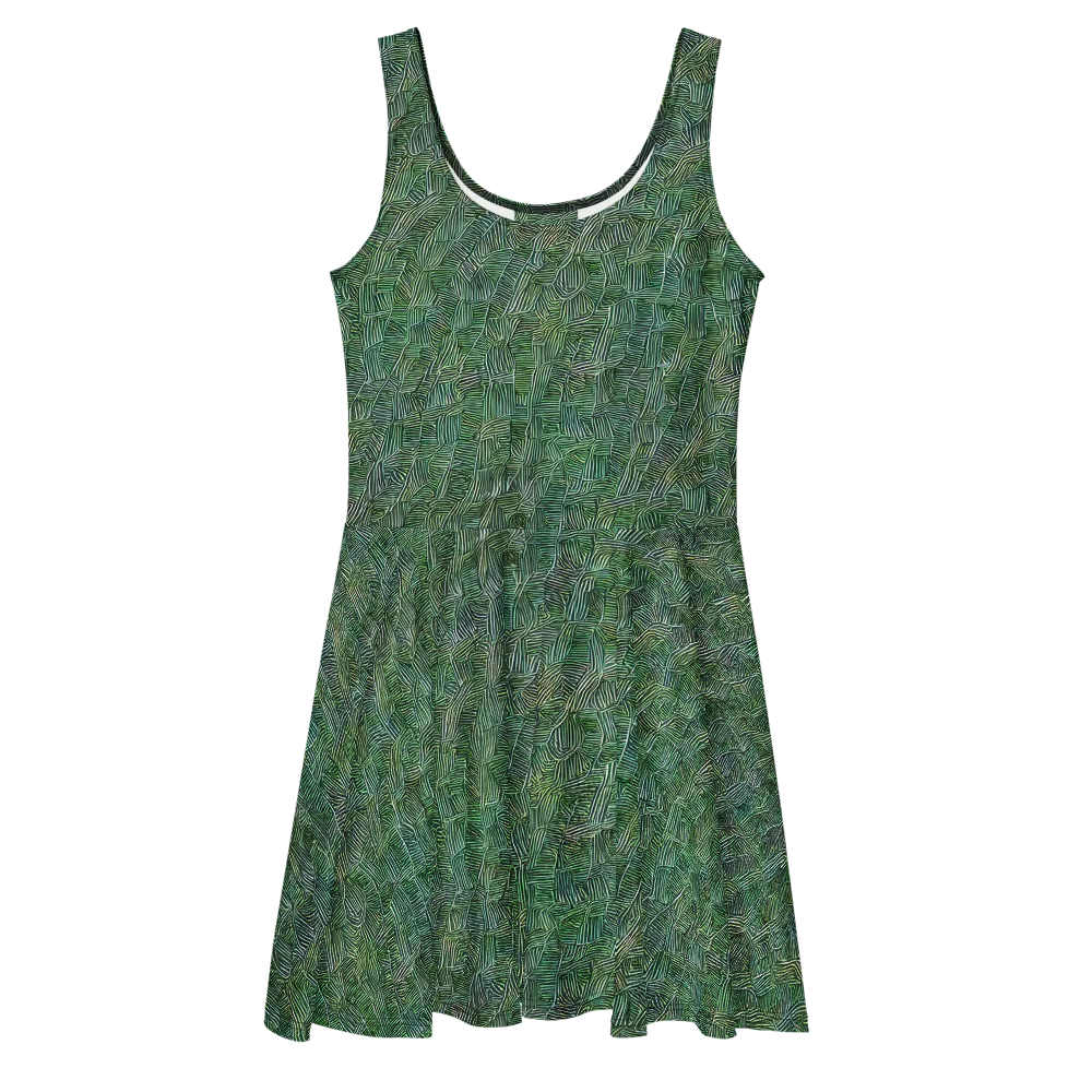 Verdant Labyrinth on Skater Dress — Front