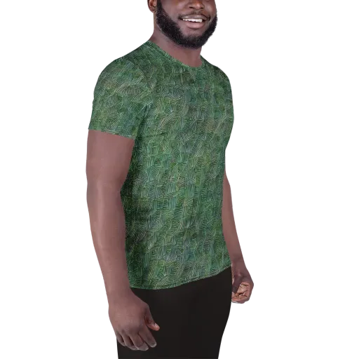 Verdant Labyrinth on a Men's Athletic T-Shirt
