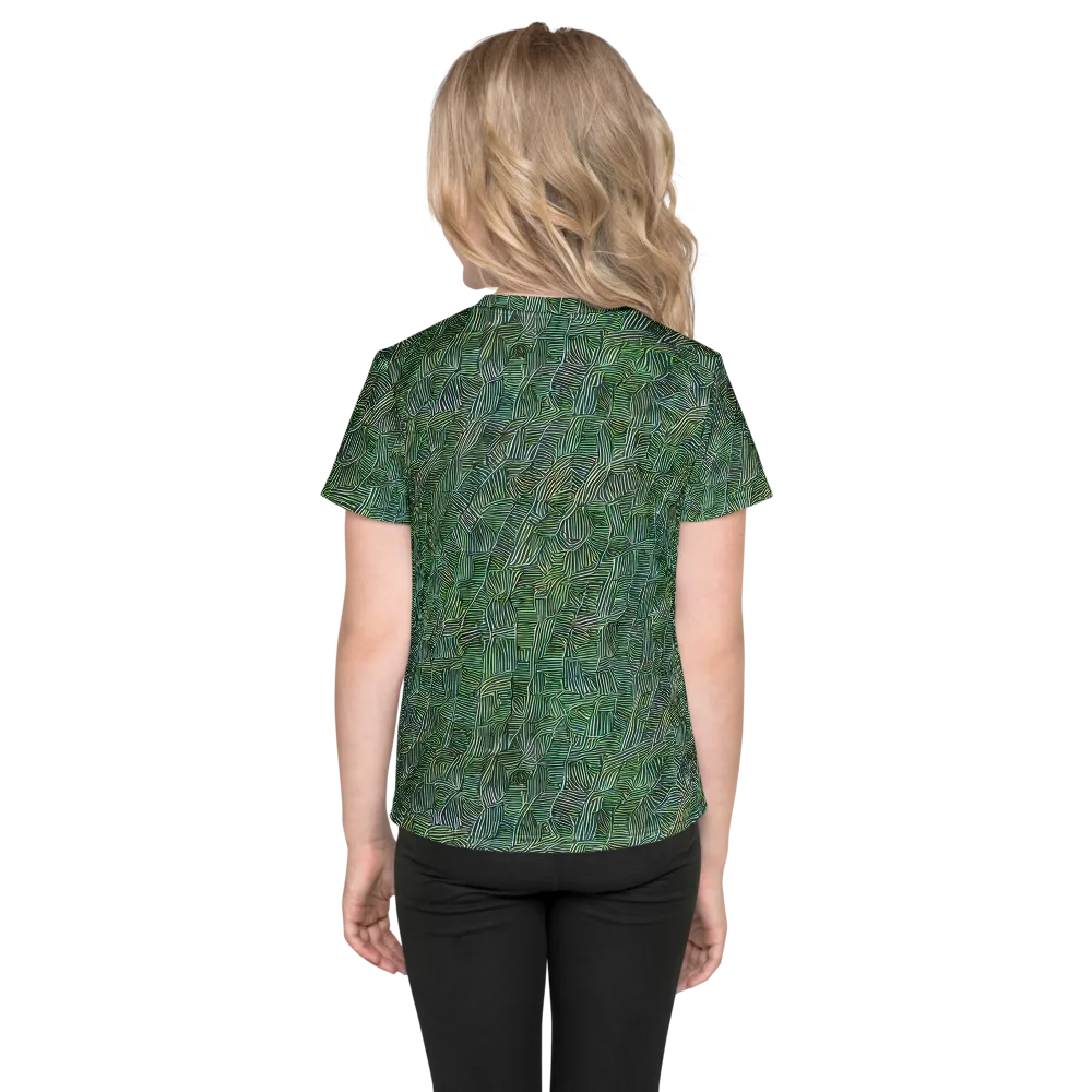 Verdant Labyrinth on Kids Crew Neck T-Shirt — Back