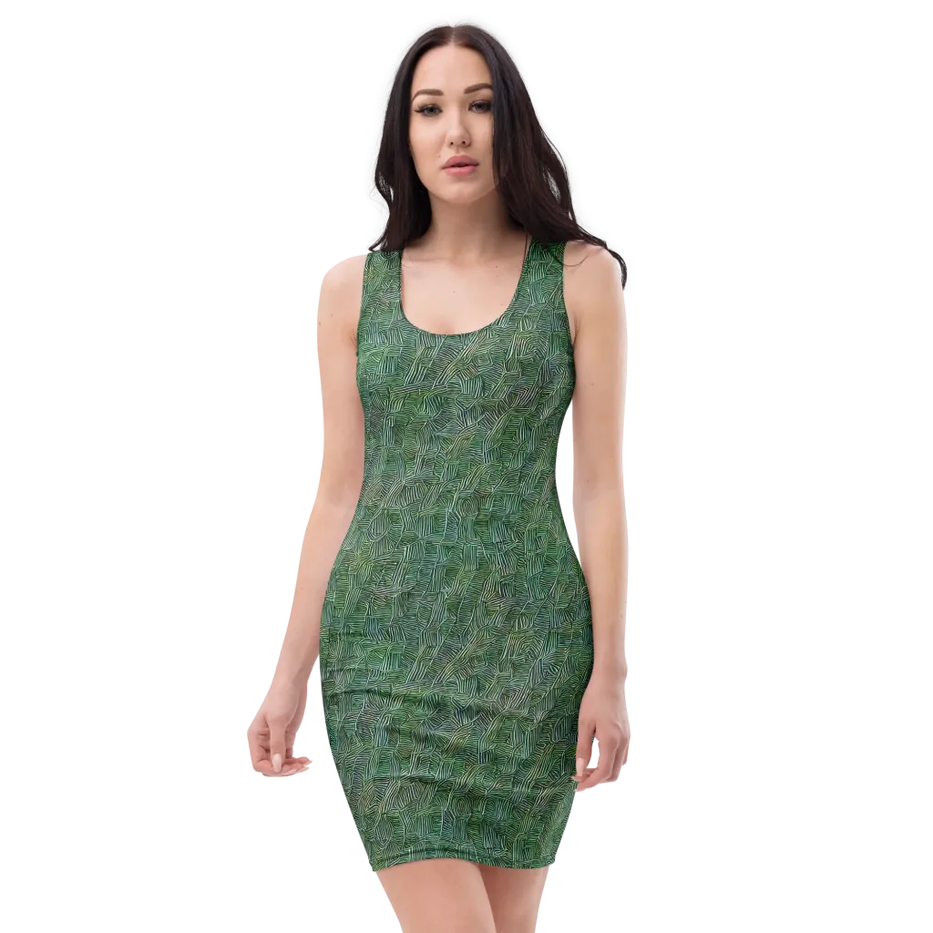 Verdant Labyrinth on Bodycon Dress — Front