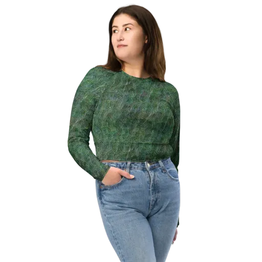 Verdant Labyrinth on a Long Sleeve Crop Top