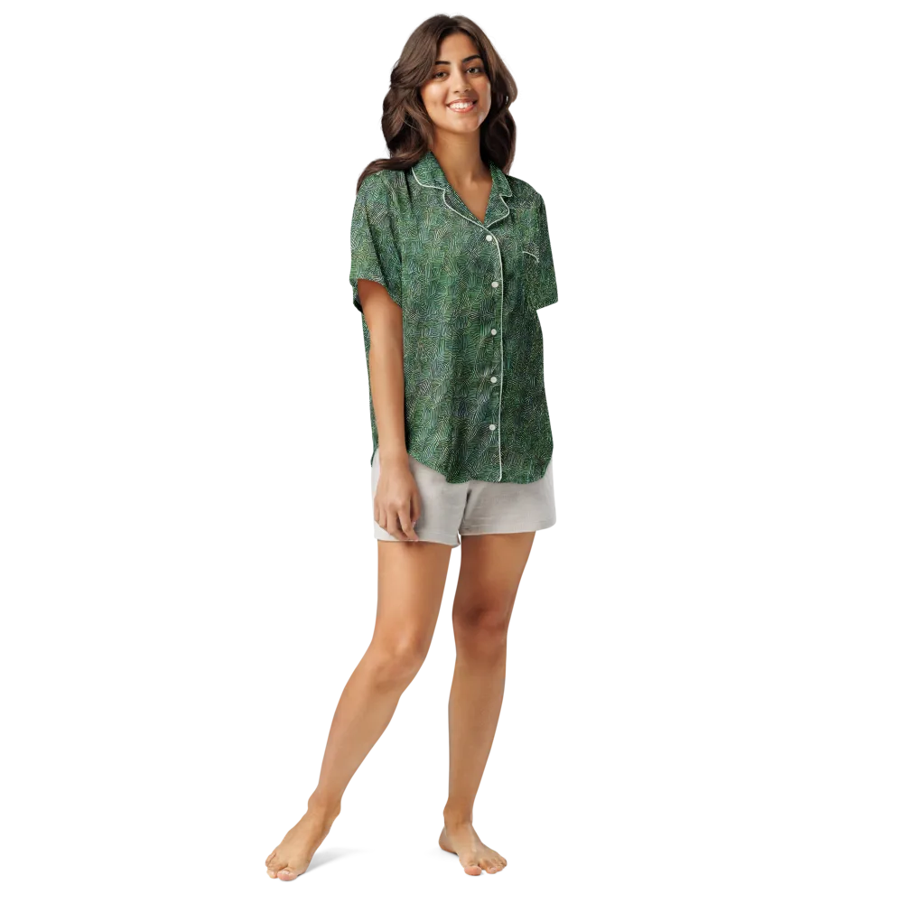 Verdant Labyrinth on Women's Short Sleeve Pajama Top — Front