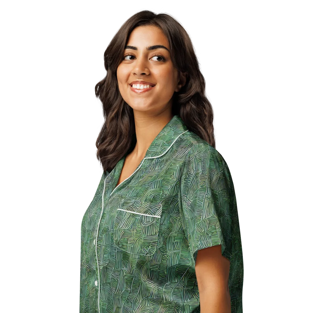 Verdant Labyrinth on Women's Short Sleeve Pajama Top — Left Front