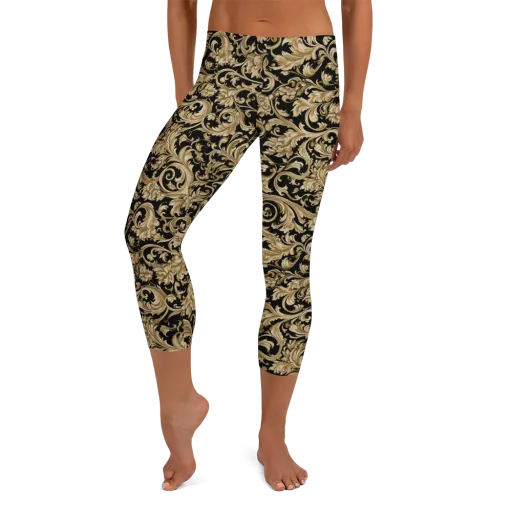 Midnight Acanthus on a Capri Leggings