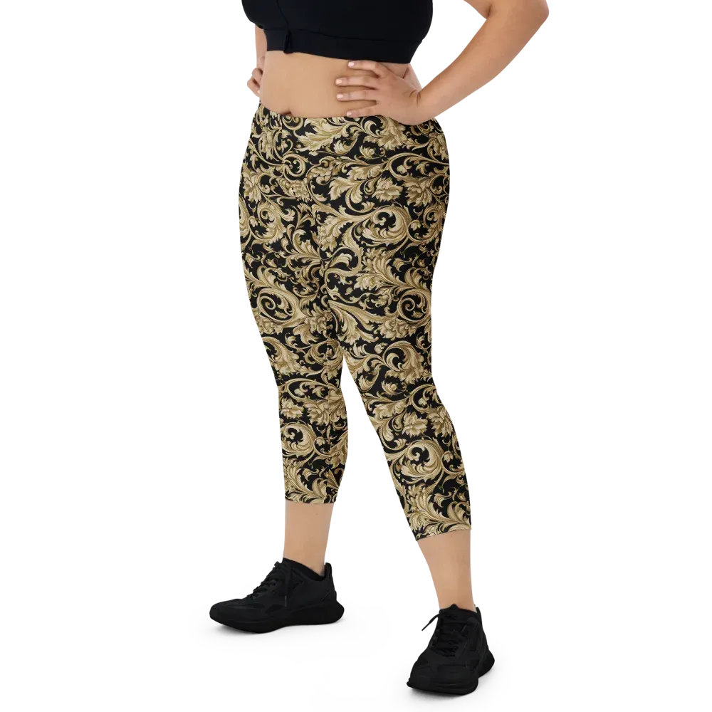 Midnight Acanthus on Capri Leggings — Front