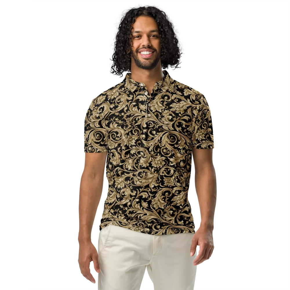 Midnight Acanthus on Men's Slim Fit Polo Shirt — Front