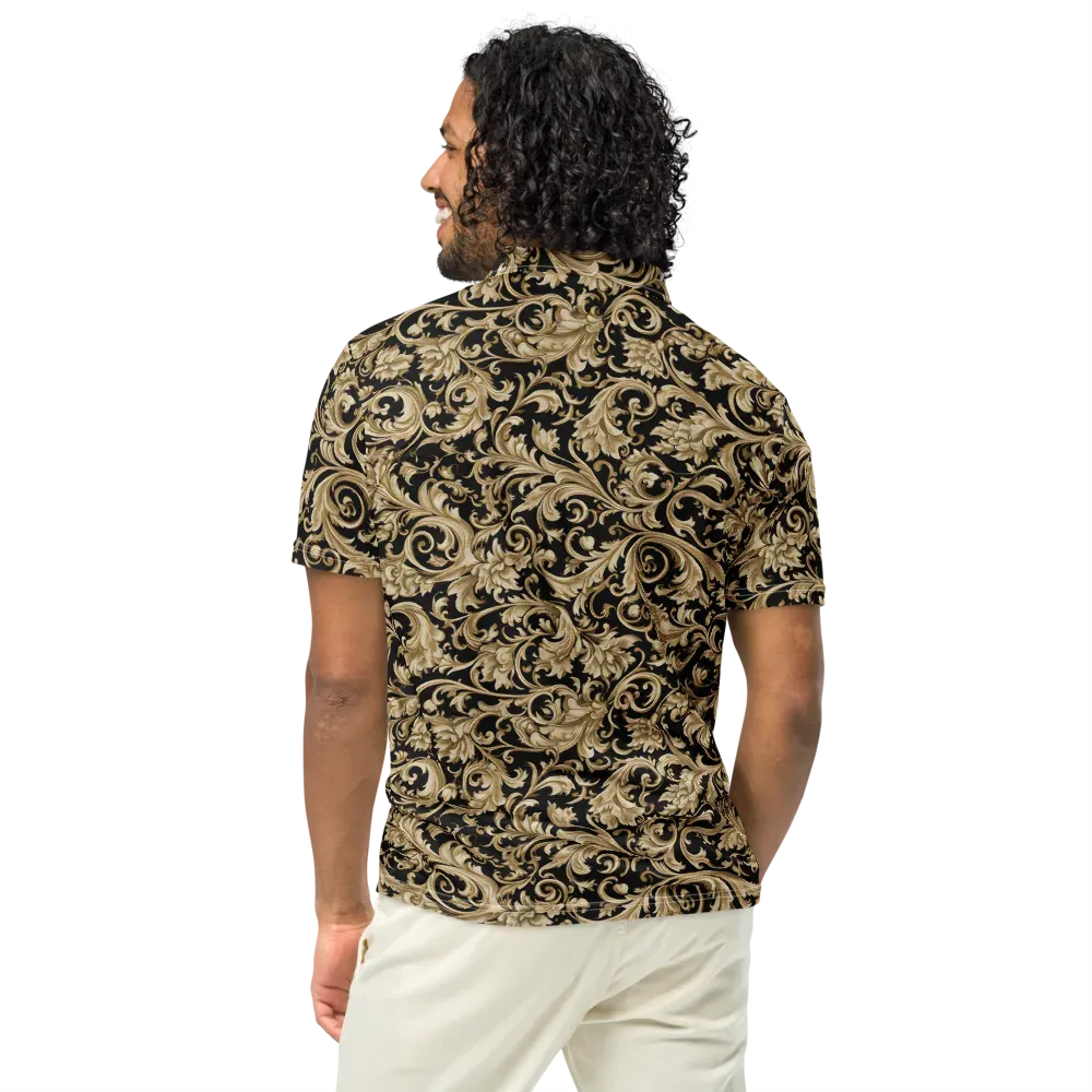 Midnight Acanthus on Men's Slim Fit Polo Shirt — Back