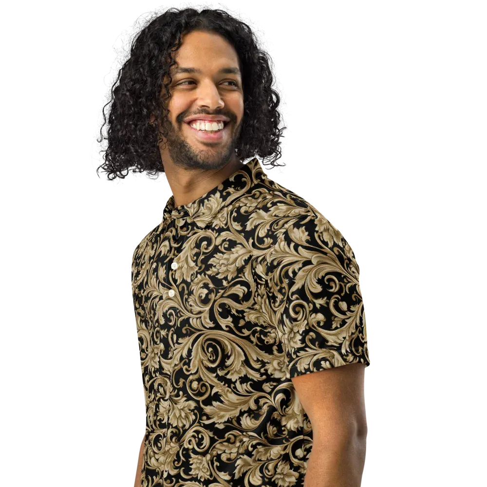 Midnight Acanthus on Men's Slim Fit Polo Shirt — Left Front