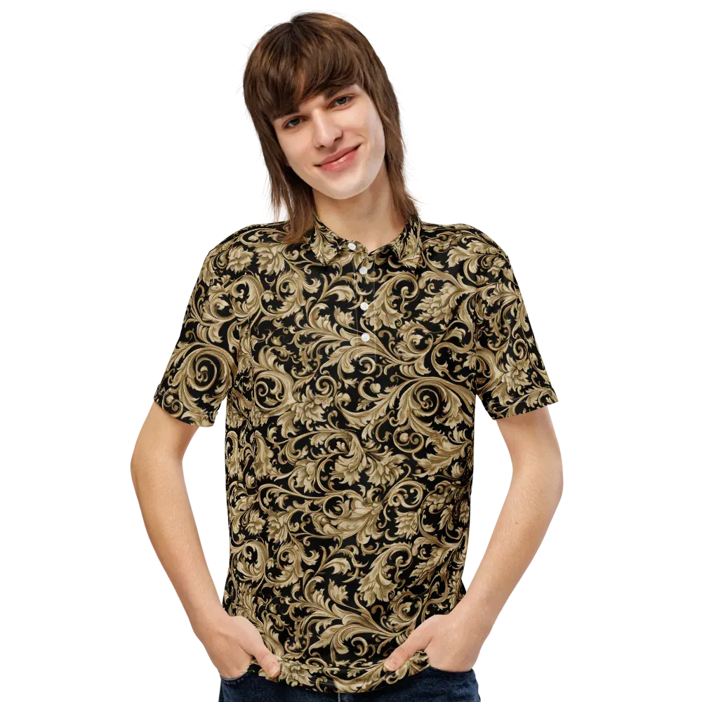 Midnight Acanthus on Men's Slim Fit Polo Shirt — Front