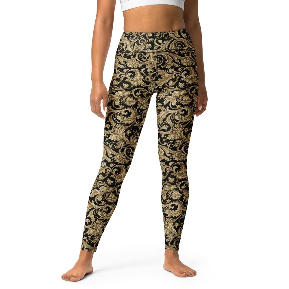 Midnight Acanthus on Yoga Leggings — Front