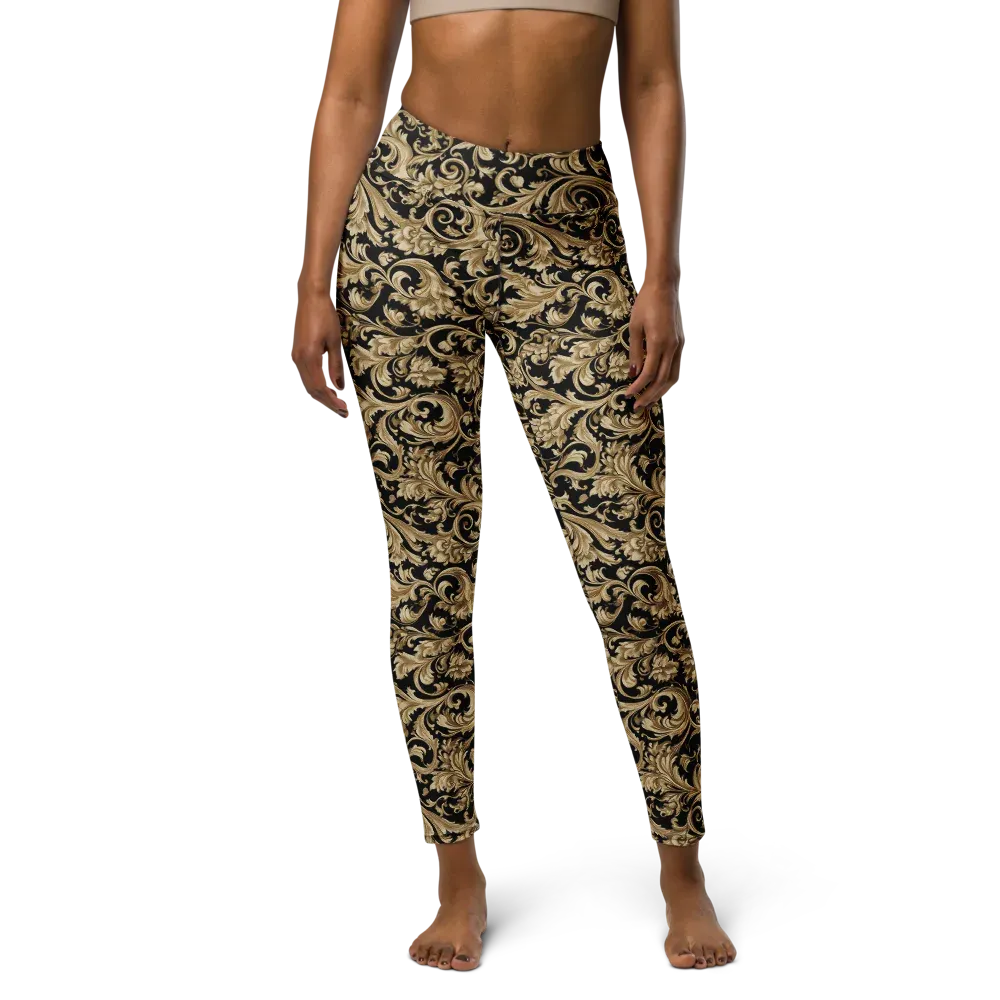 Midnight Acanthus on Yoga Leggings — Front