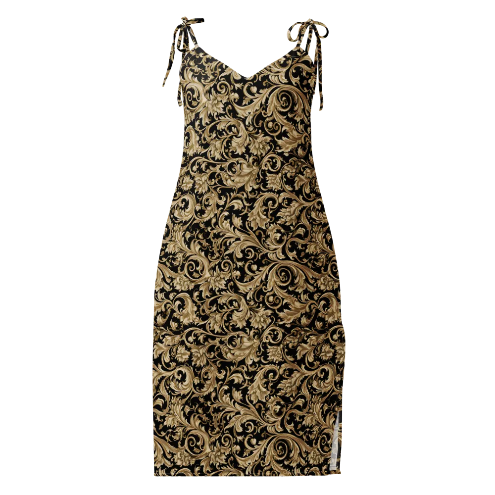 Midnight Acanthus on Slip Dress — Front