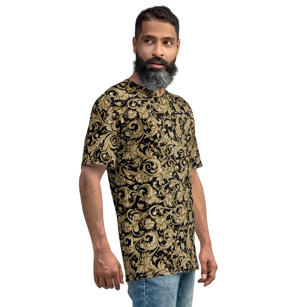 Midnight Acanthus on Men's Crew Neck T-Shirt — Right