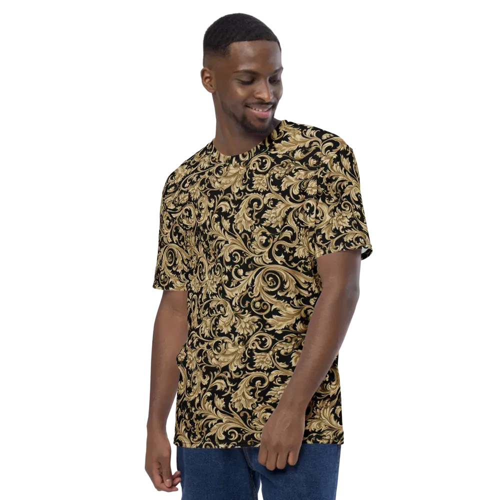 Midnight Acanthus on Men's Crew Neck T-Shirt — Left