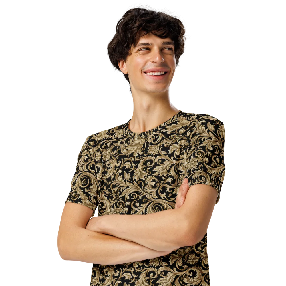 Midnight Acanthus on Men's Crew Neck T-Shirt — Left Front