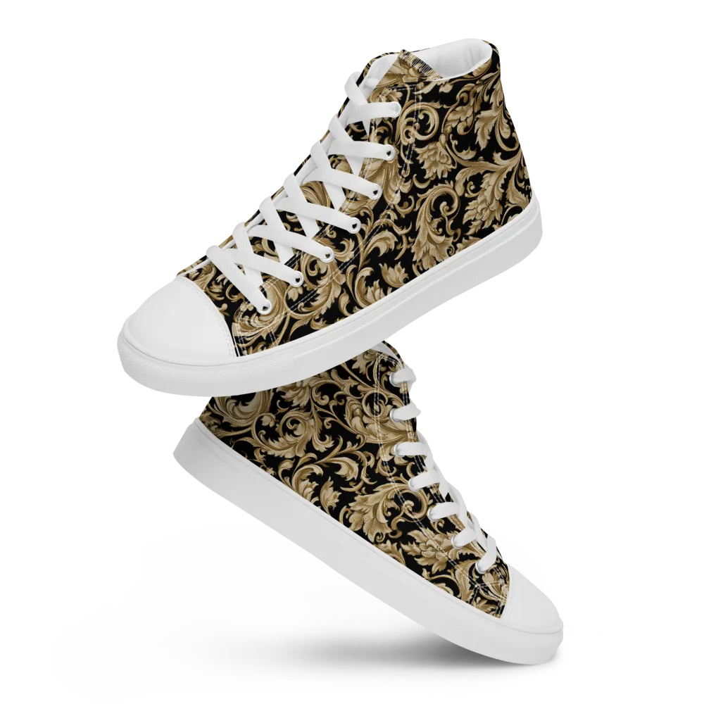 Midnight Acanthus on Women's High Top Canvas Shoes — Front