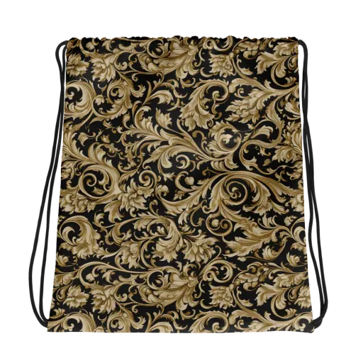 Midnight Acanthus on a Drawstring Bag