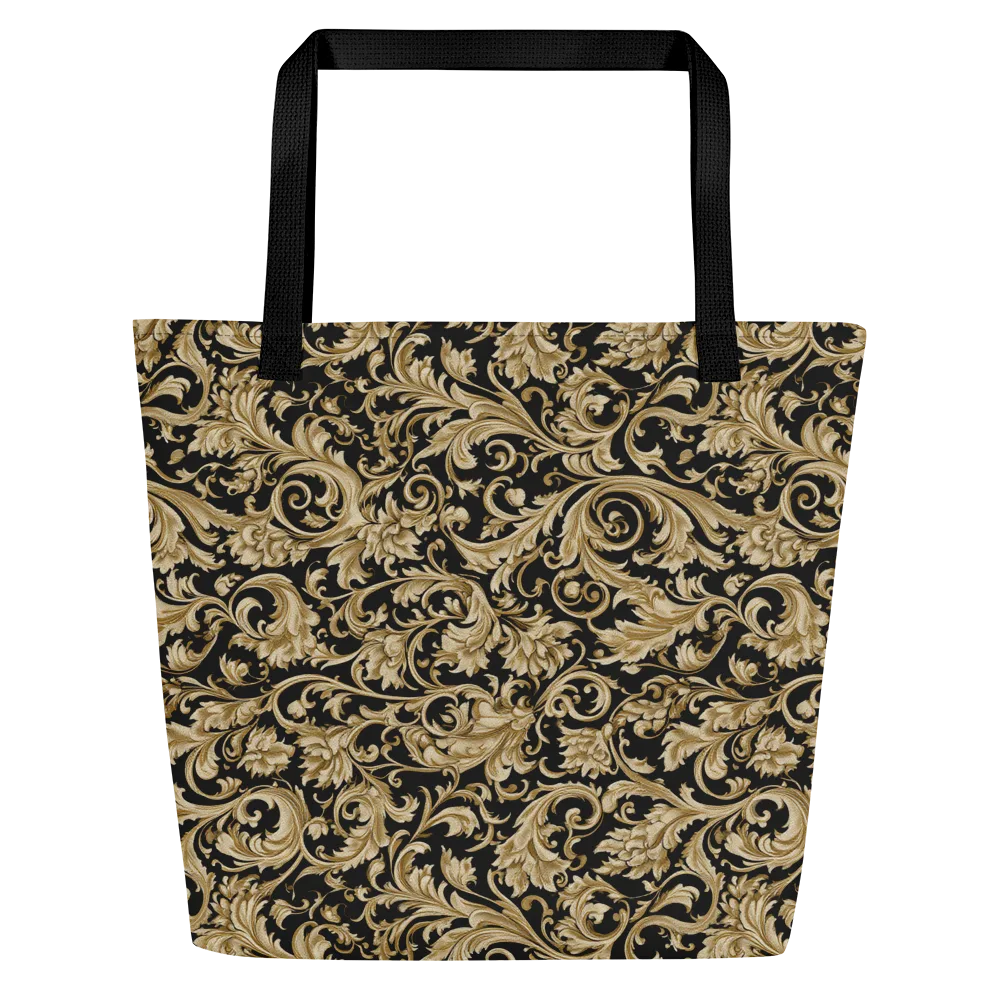 Midnight Acanthus on Large Tote Bag W/ Pocket — Front