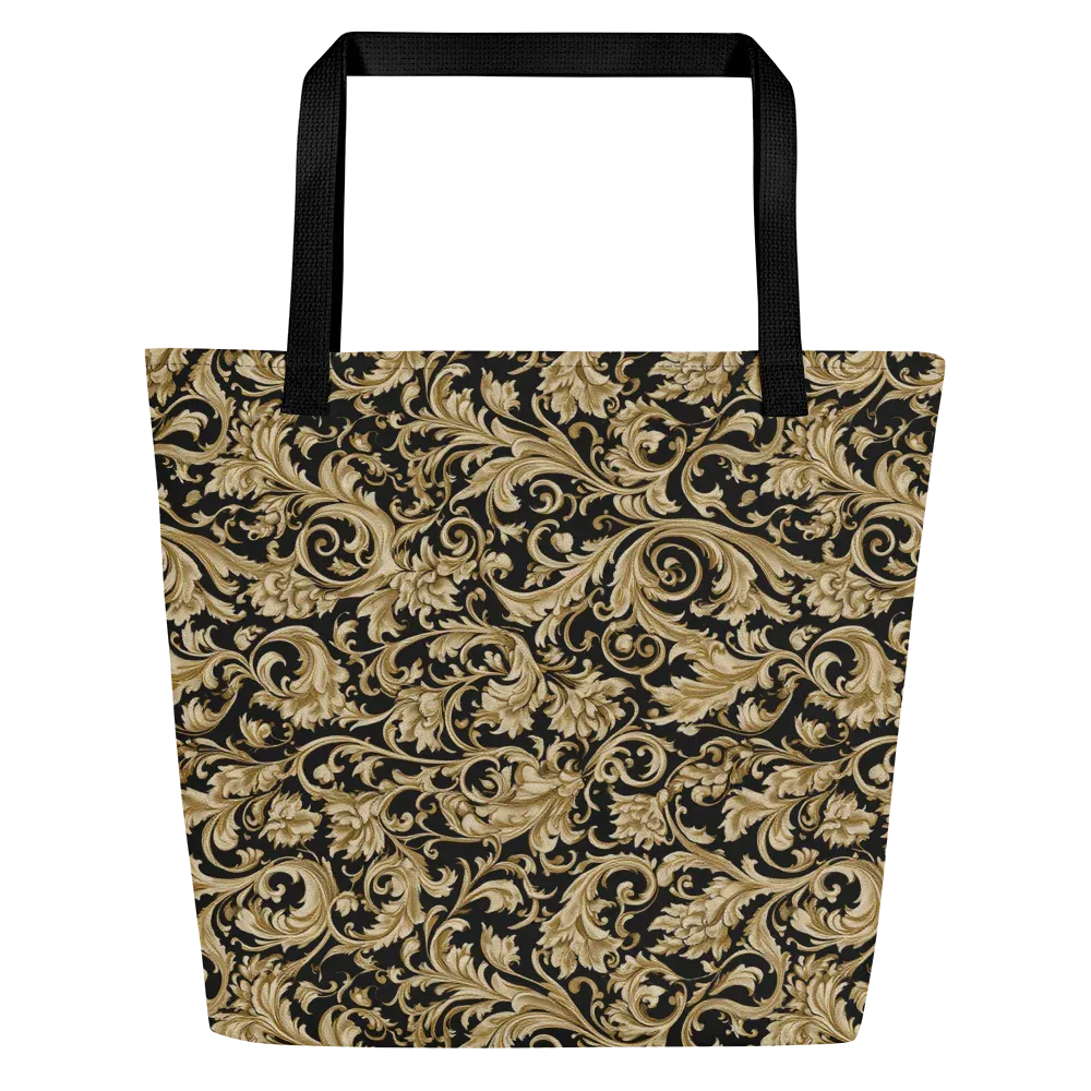 Midnight Acanthus on Large Tote Bag W/ Pocket — Front