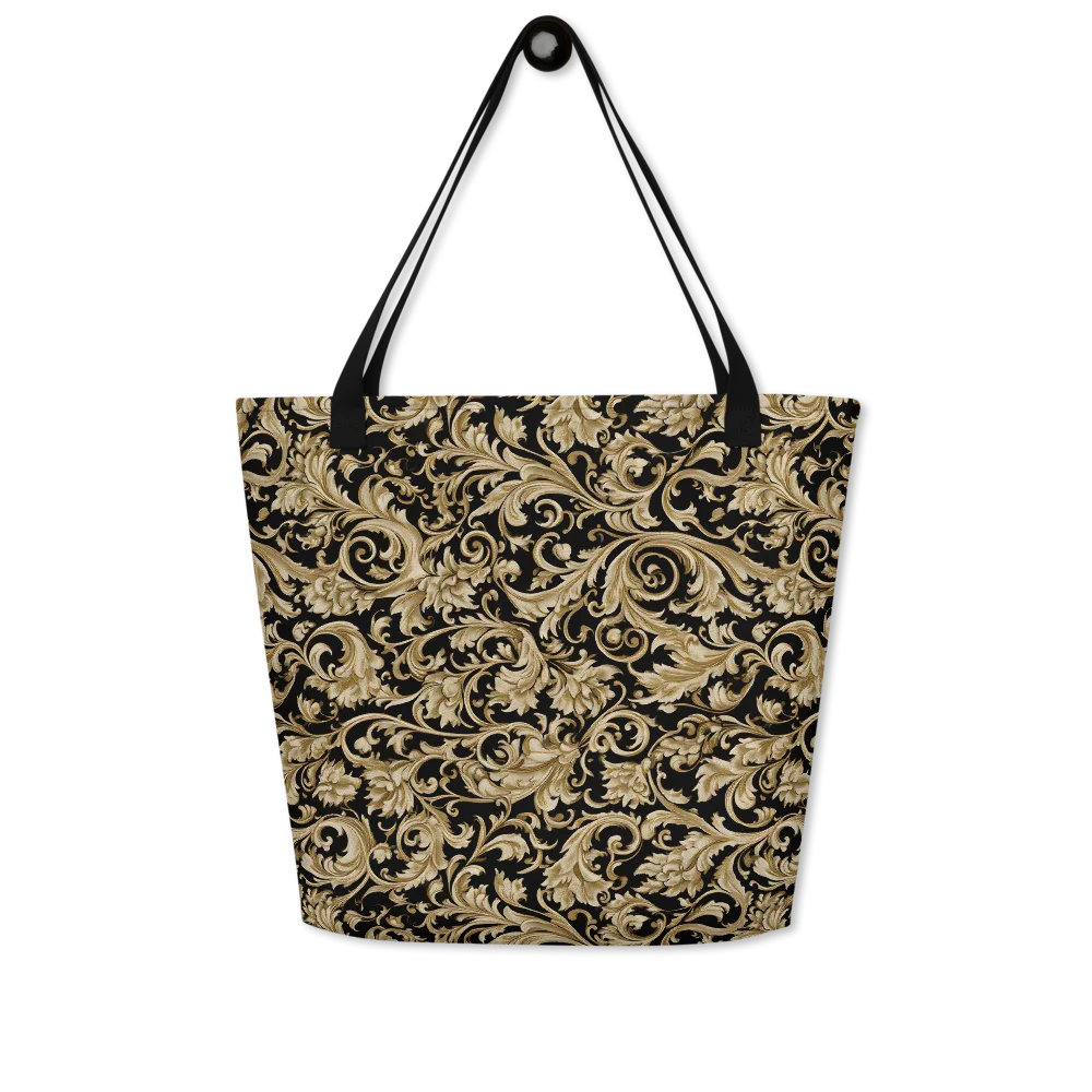 Midnight Acanthus on Large Tote Bag W/ Pocket — Front