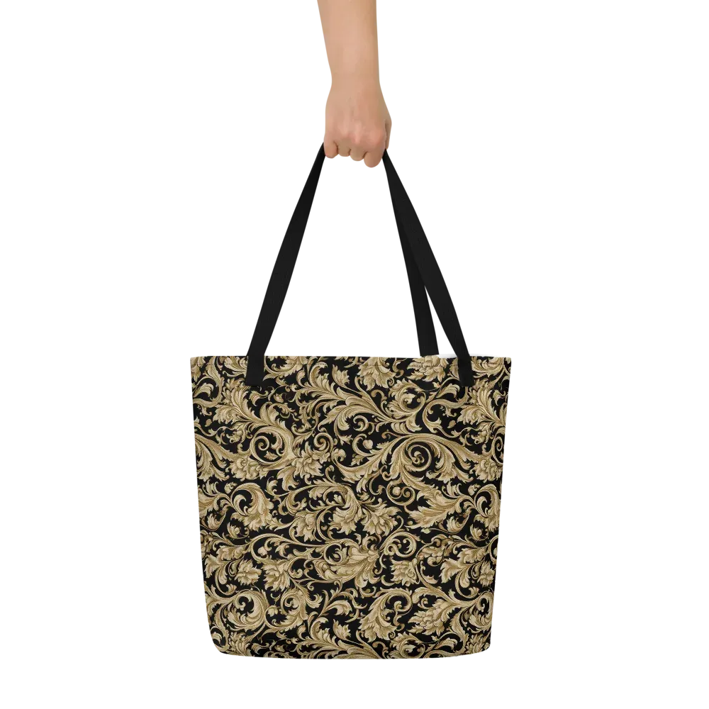 Midnight Acanthus on Large Tote Bag W/ Pocket — Front