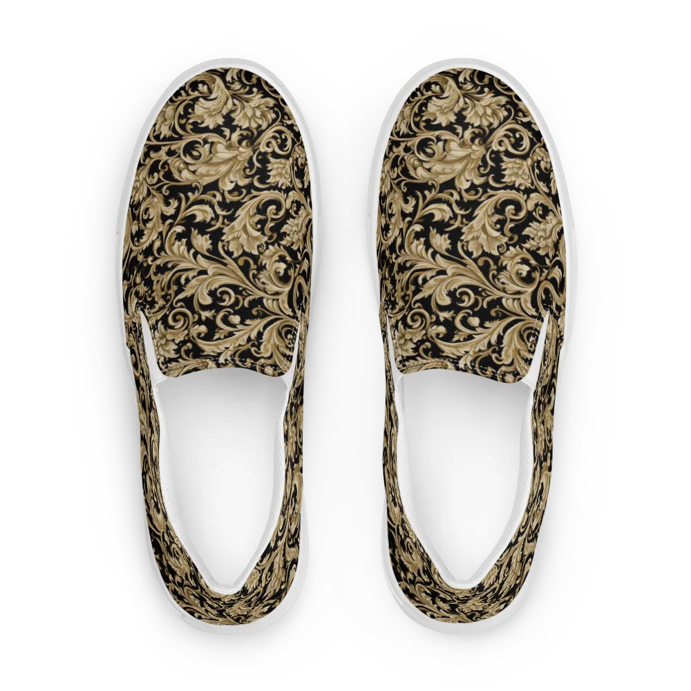 Midnight Acanthus on Women's Slip-On Canvas Shoes — Front