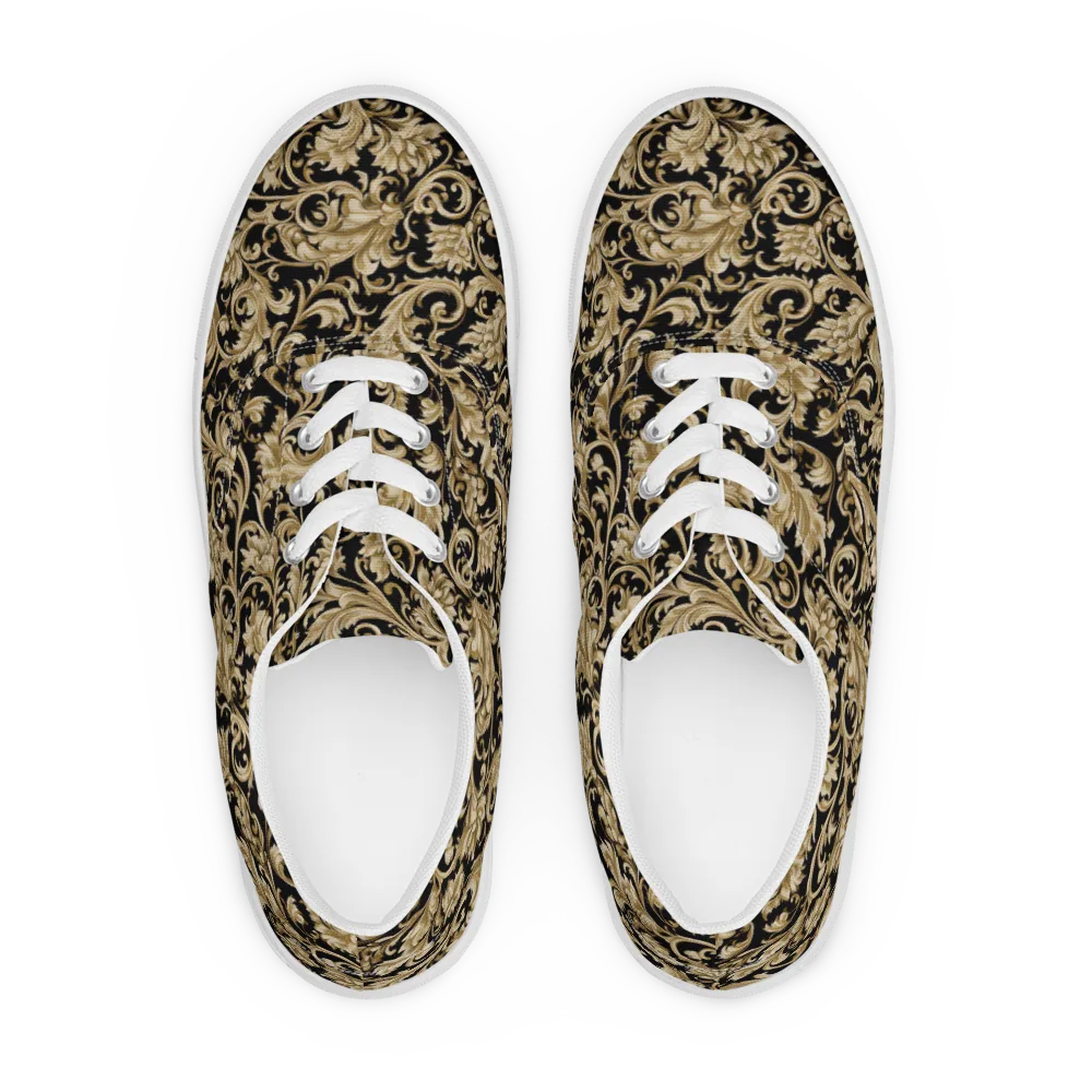 Midnight Acanthus on Men's Lace-Up Canvas Shoes — Front