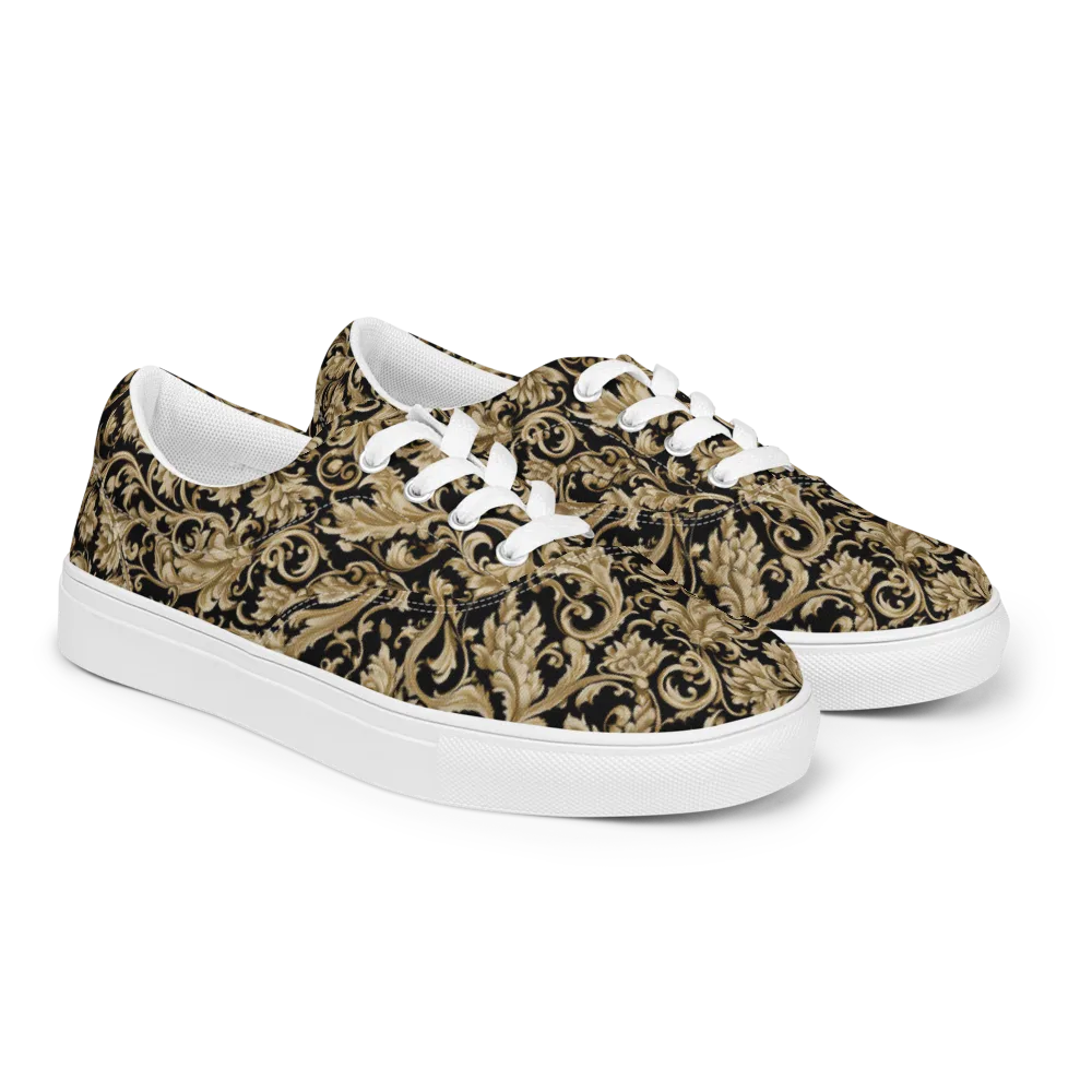 Midnight Acanthus on Men's Lace-Up Canvas Shoes — Right Front