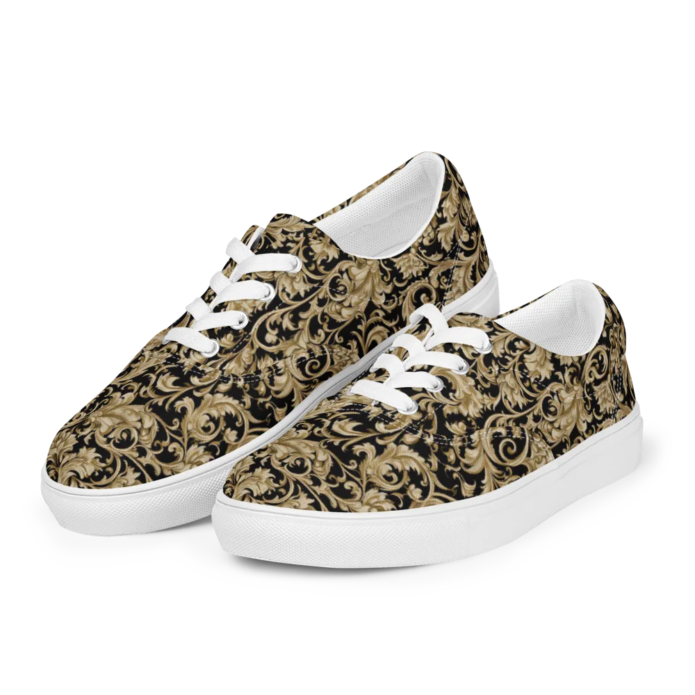 Midnight Acanthus on Men's Lace-Up Canvas Shoes — Left Front