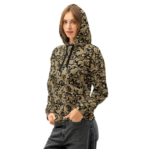 Midnight Acanthus on a Cotton Hoodie