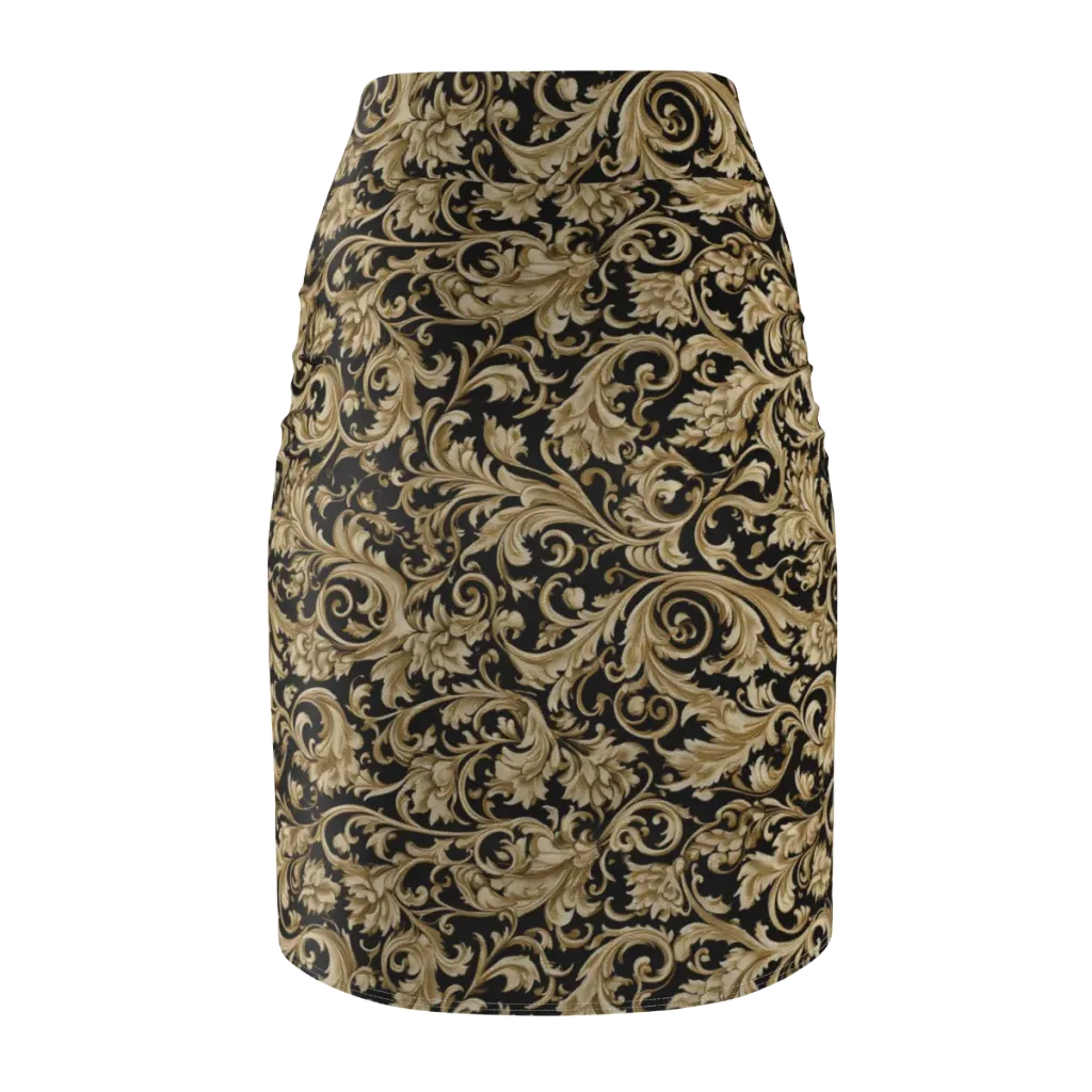 Midnight Acanthus on Pencil Skirt — Back
