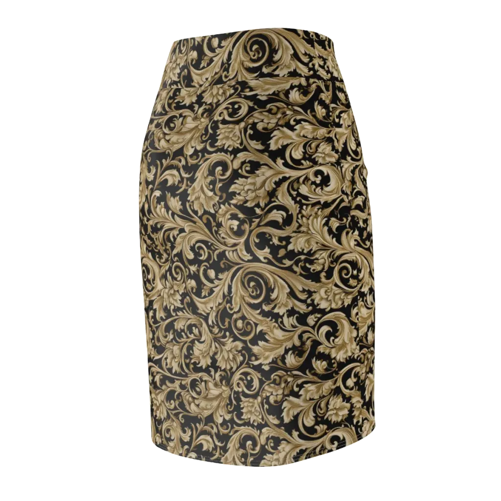 Midnight Acanthus on Pencil Skirt — Back Side