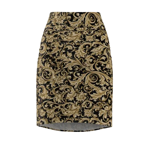 Midnight Acanthus on a Pencil Skirt