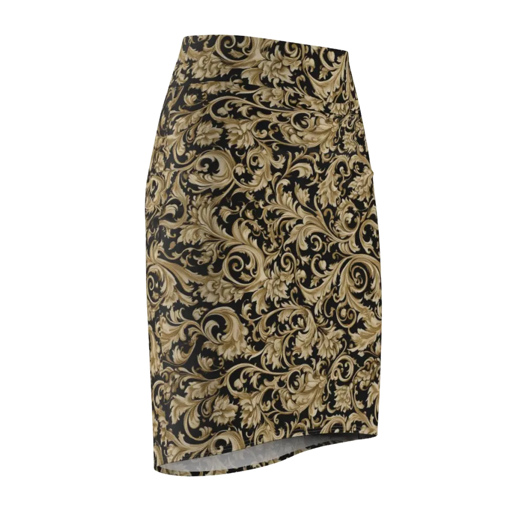 Midnight Acanthus on Pencil Skirt — Front Side
