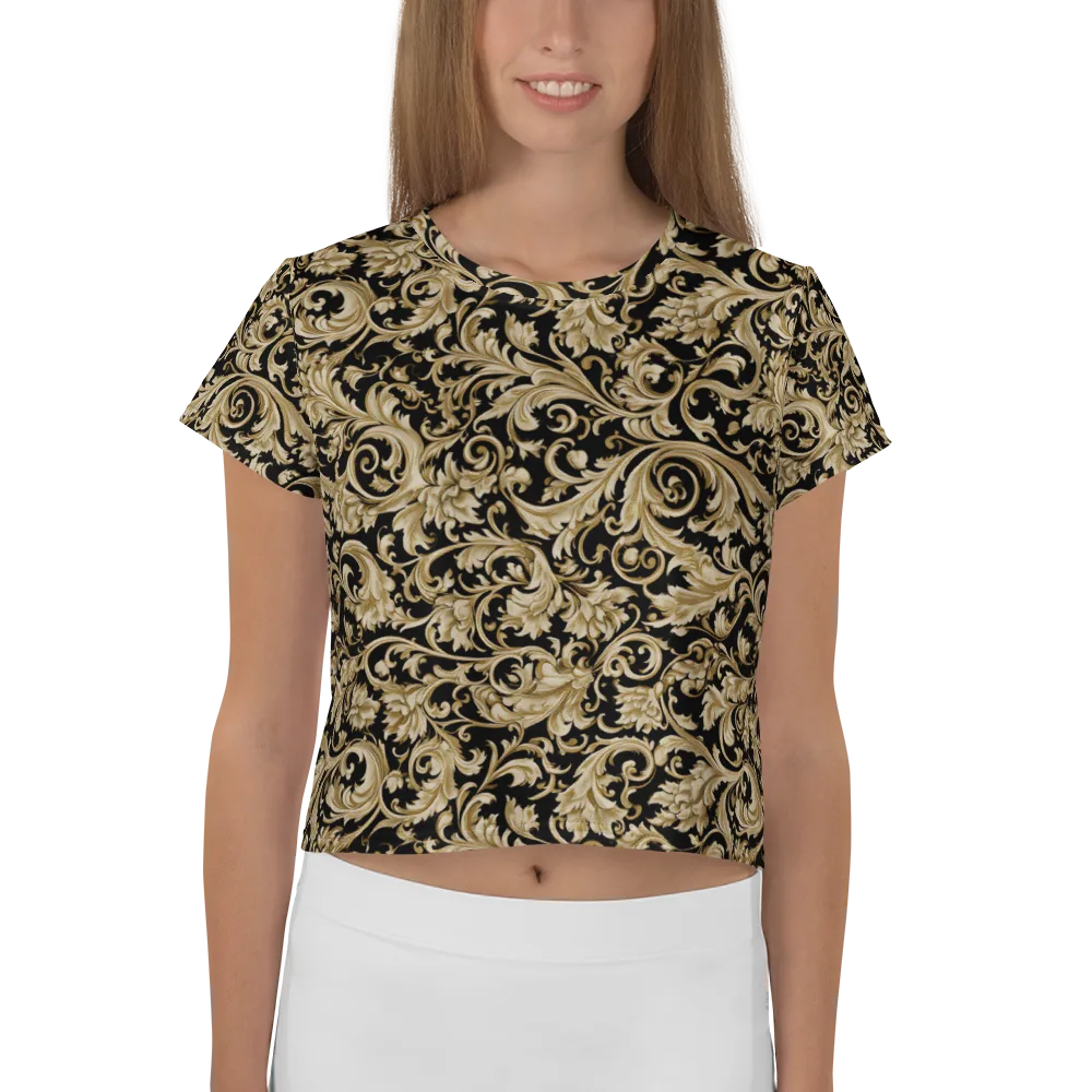 Midnight Acanthus on Crop Tee — Front