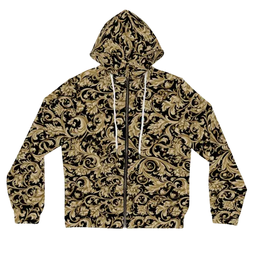 Midnight Acanthus on a Women's Full-Zip Hoodie