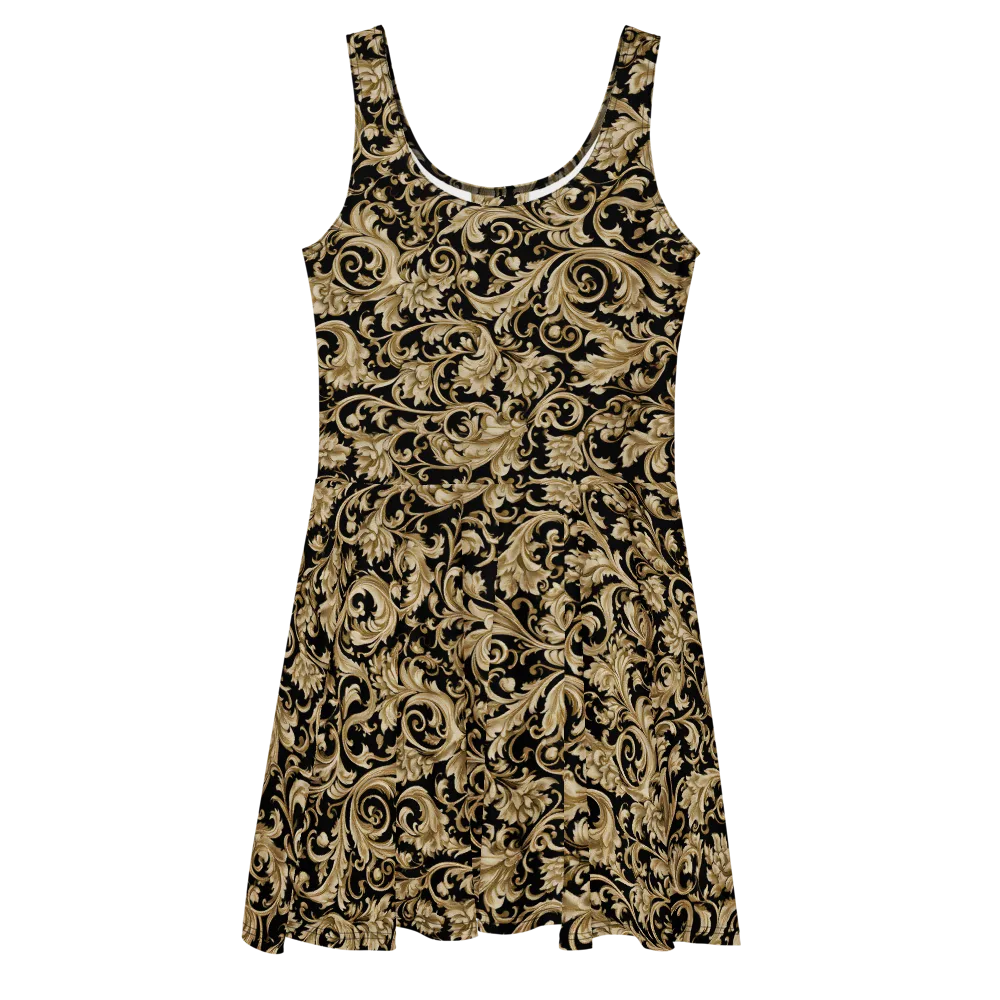 Midnight Acanthus on Skater Dress — Front