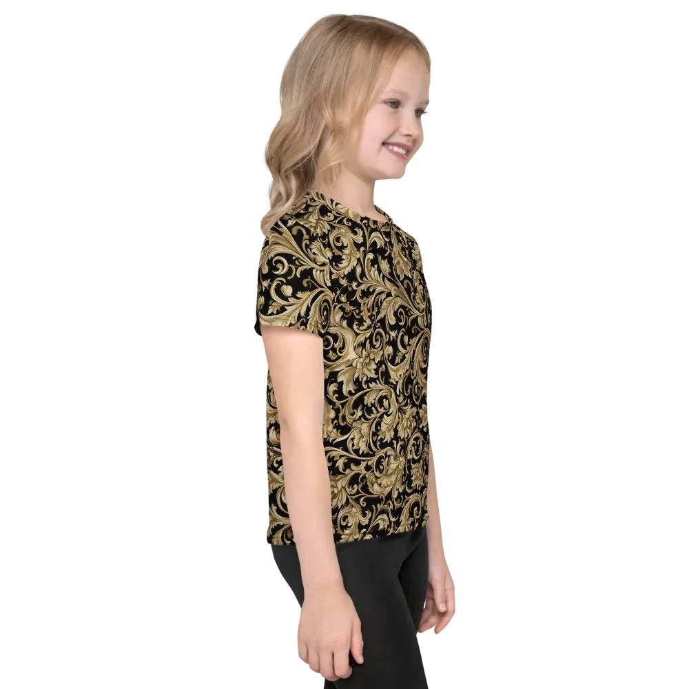 Midnight Acanthus on Kids Crew Neck T-Shirt — Right