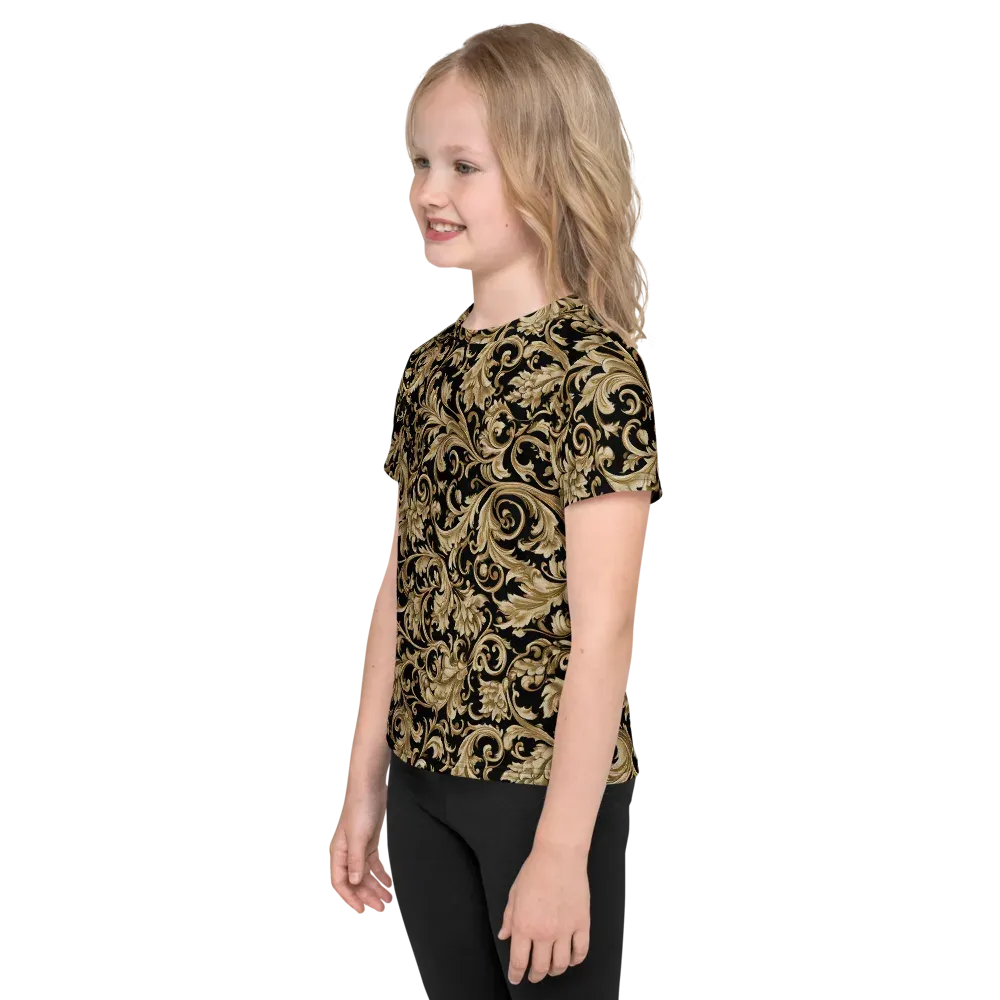 Midnight Acanthus on Kids Crew Neck T-Shirt — Left