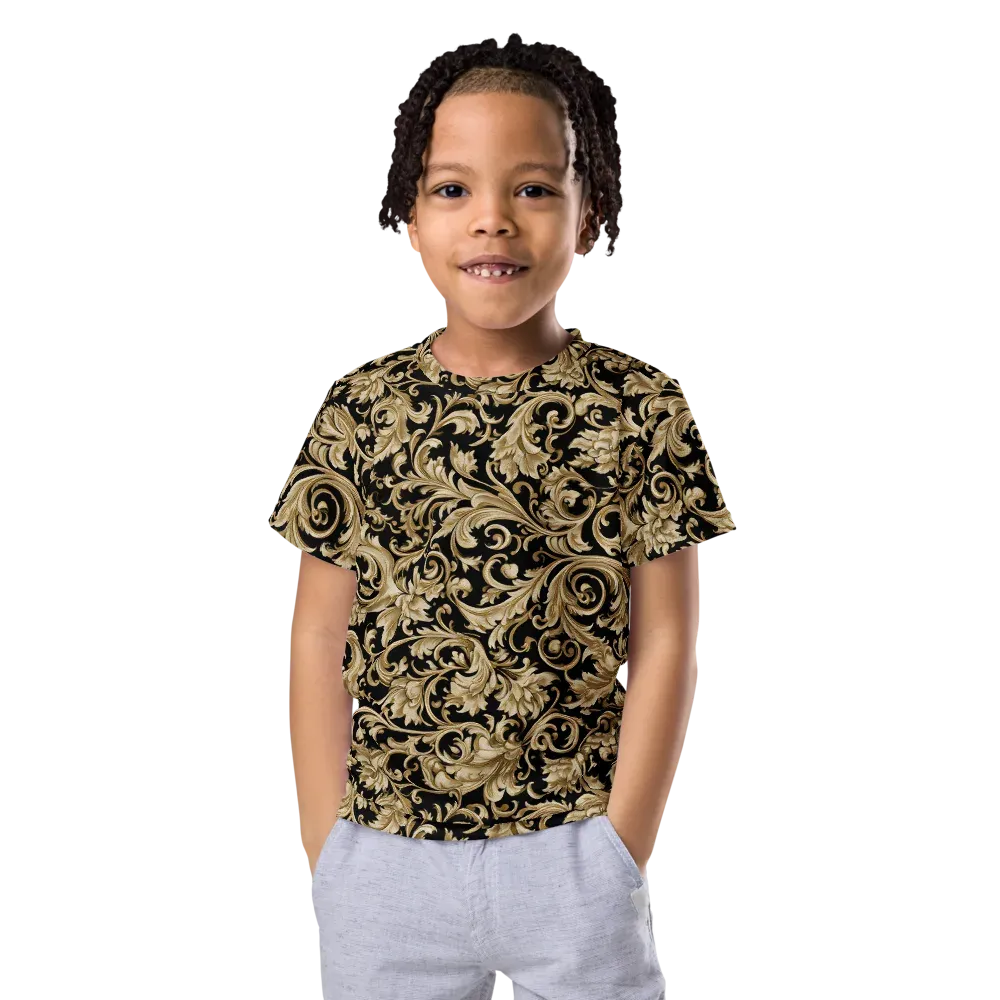 Midnight Acanthus on Kids Crew Neck T-Shirt — Front