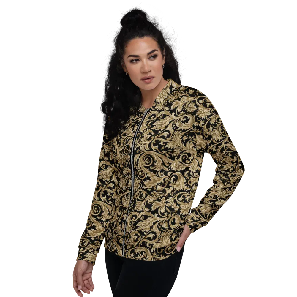 Midnight Acanthus on Bomber Jacket — Left