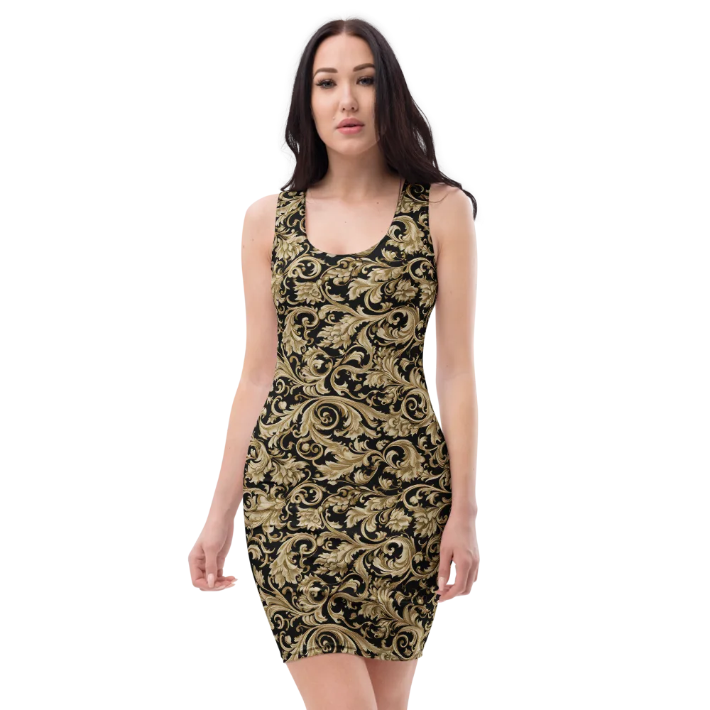 Midnight Acanthus on Bodycon Dress — Front