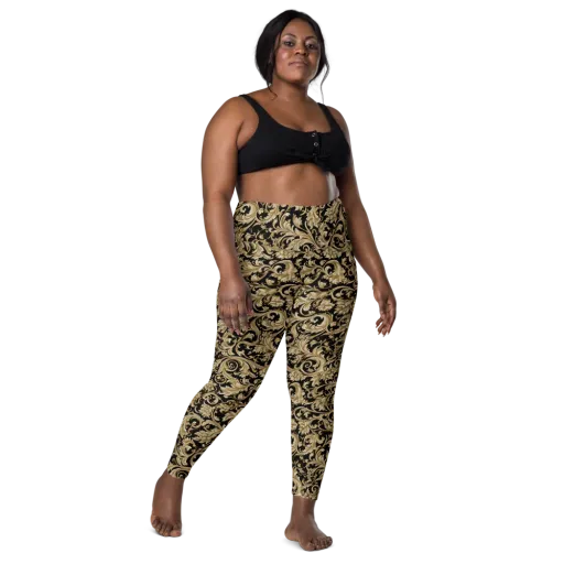 Midnight Acanthus on a Leggings with Pockets