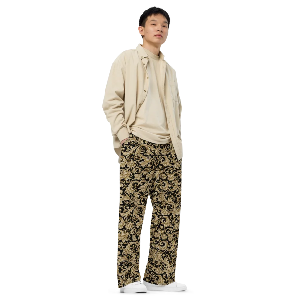 Midnight Acanthus on Wide-Leg Pants — Right Front
