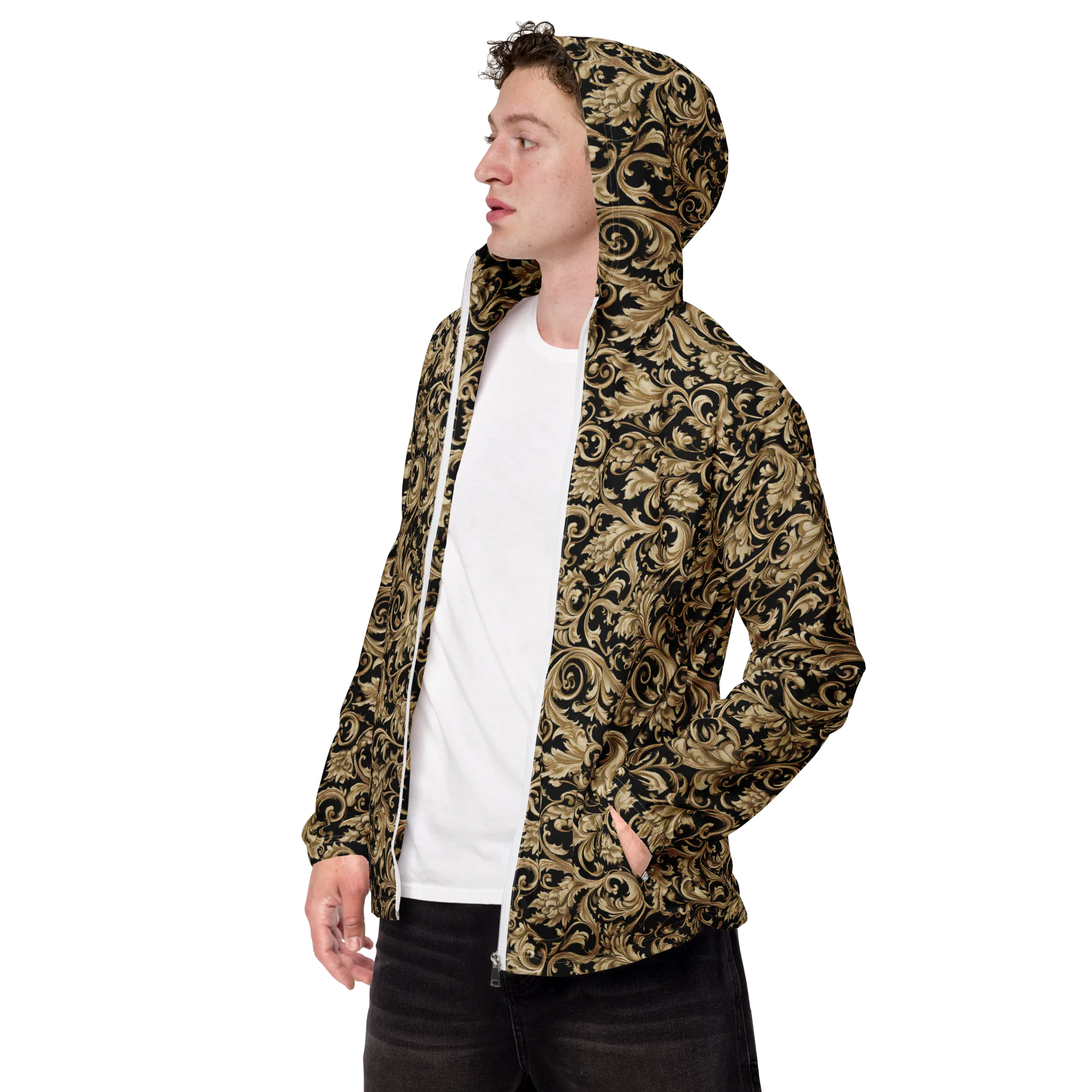 Midnight Acanthus on Men's Windbreaker — Left Front