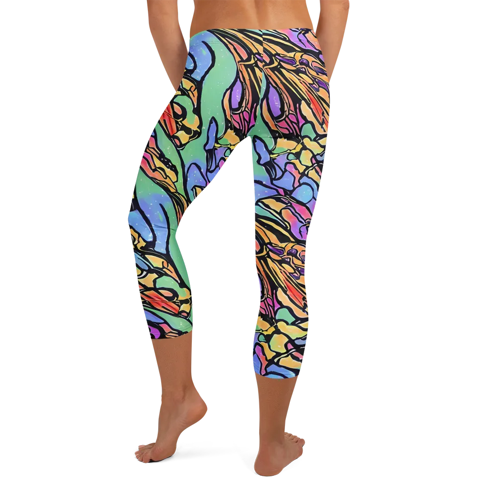Kaleidoscope Flora on Capri Leggings — Back