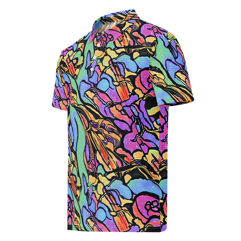 Kaleidoscope Flora on Men's Slim Fit Polo Shirt — Left Front