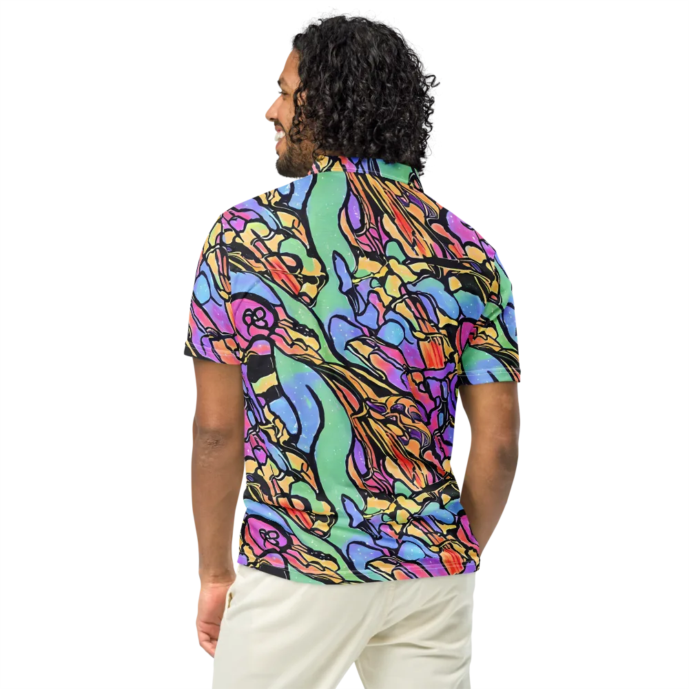 Kaleidoscope Flora on Men's Slim Fit Polo Shirt — Back