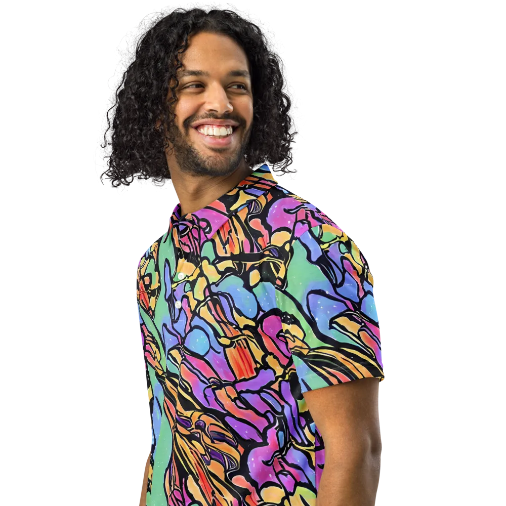 Kaleidoscope Flora on Men's Slim Fit Polo Shirt — Left Front